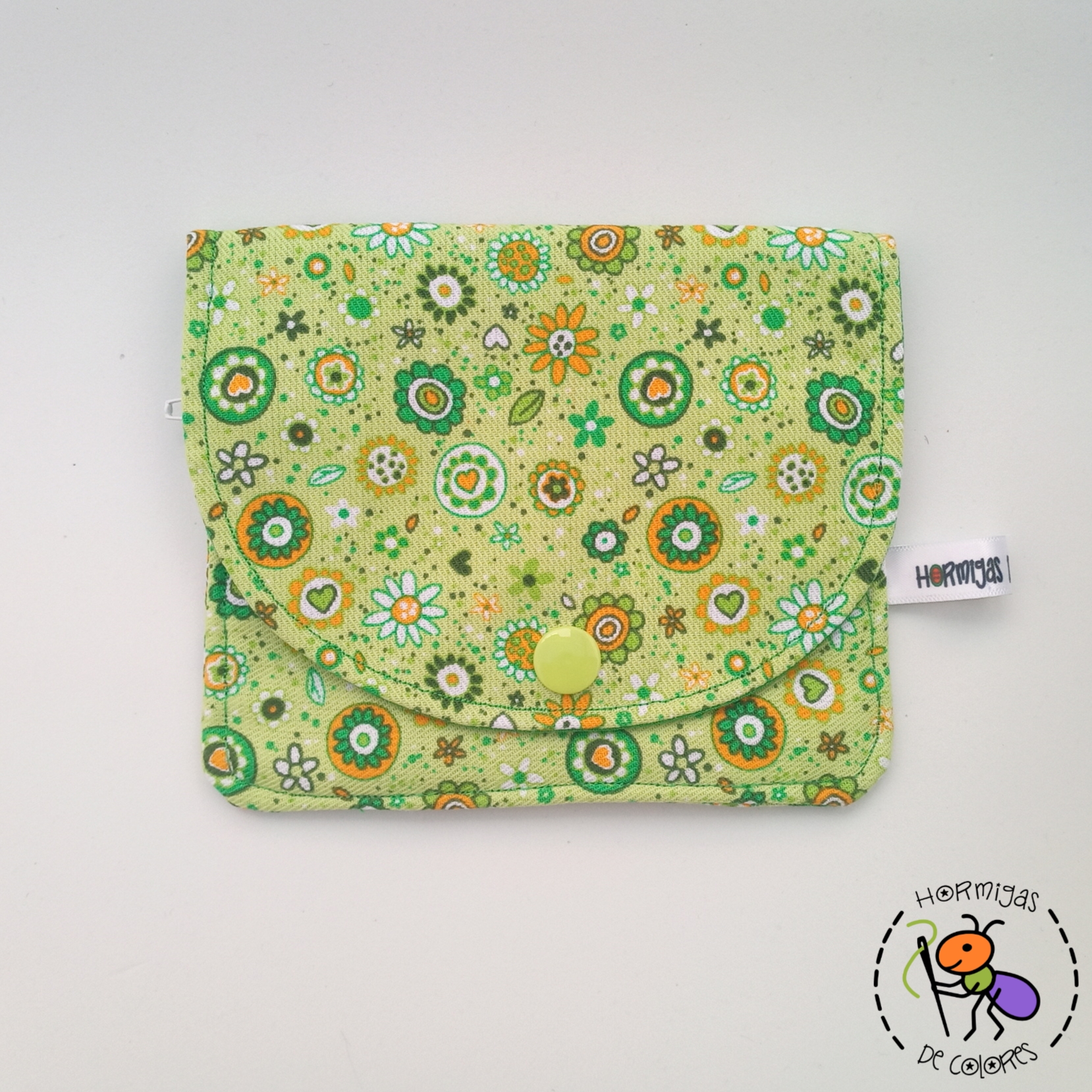 Monedero-billetera florecillas verde - Imagen 2