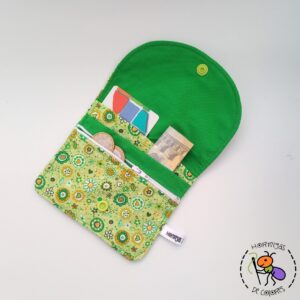 Monedero-billetera florecillas verde