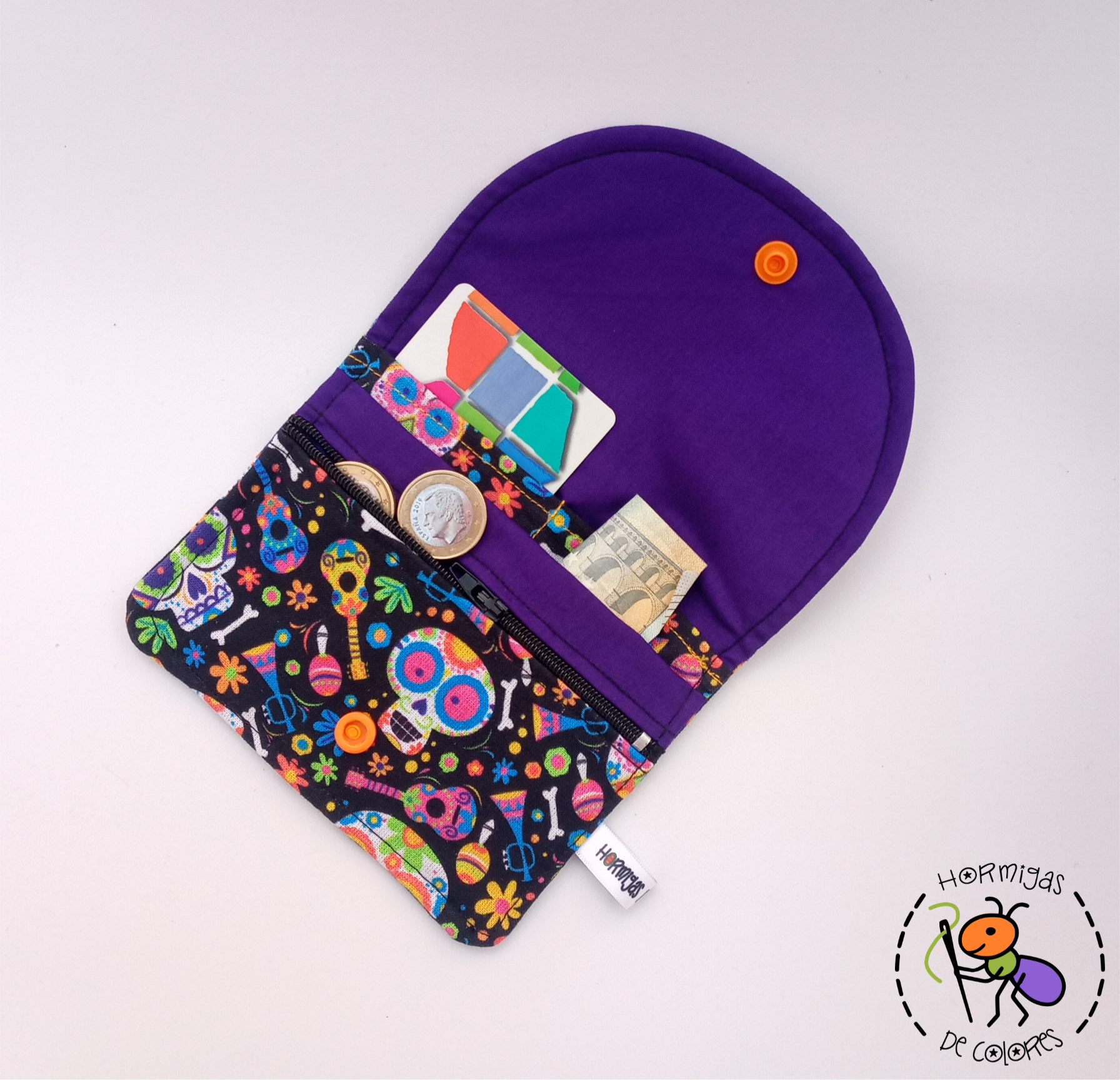 Monedero-billetera catrinas colores - Imagen 2