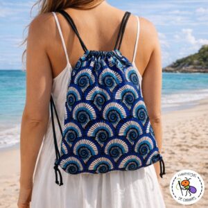 Mochila de cuerdas azul espirales