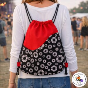 Mochila de cuerdas rojo y negro